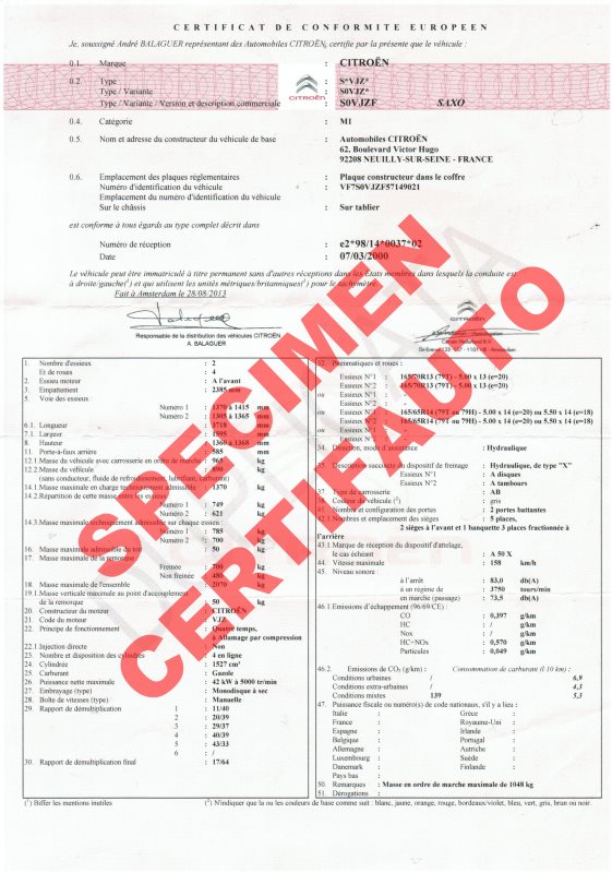 Image result for certificat conformité citroen